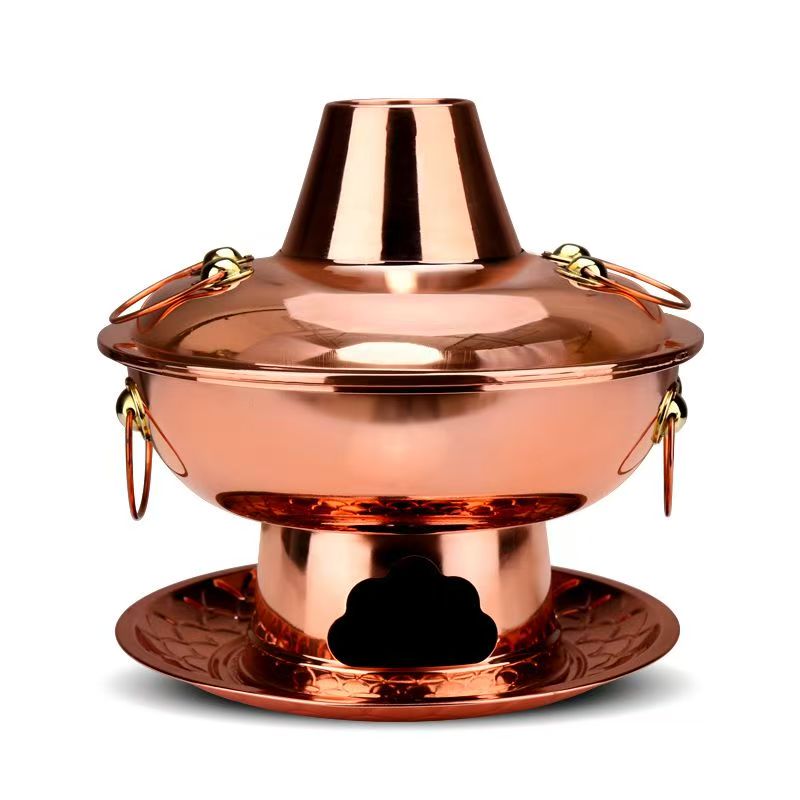 铜火锅纯紫铜加厚手工老北京老式铜锅家用商用铜锅火锅专用锅