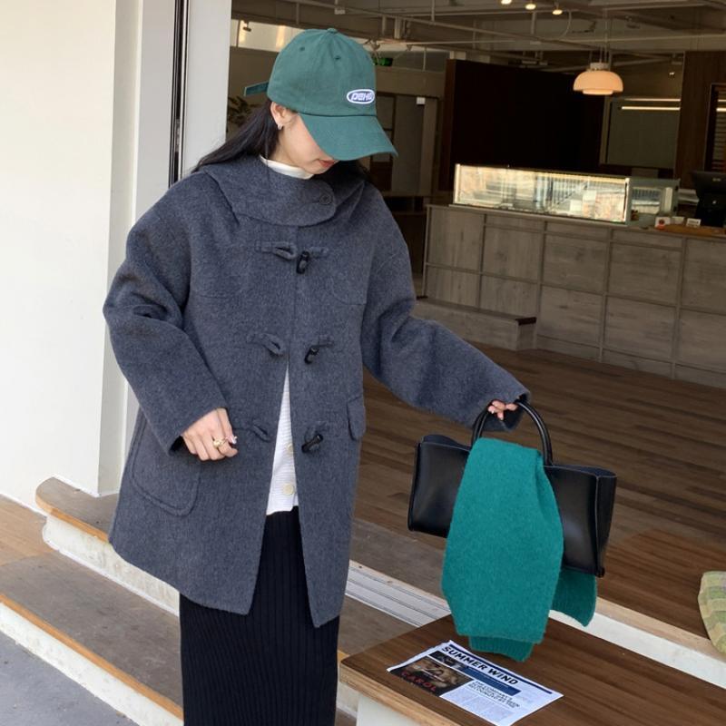 双面呢大衣女2024韩版新款秋冬小个子中长款宽松百搭羊毛呢外套