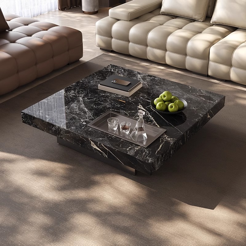 意式劳伦斯轻奢超晶石茶几现代简约家用客厅方型子母茶几组合