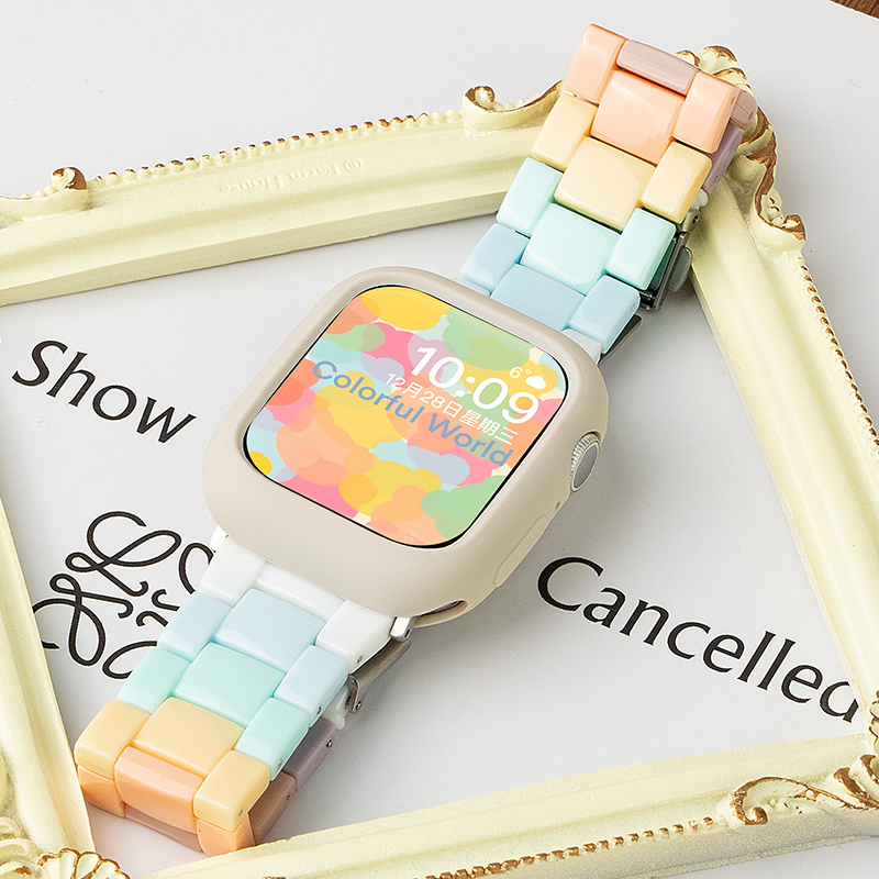 适用iwatch11苹果表带S10applewatch9夏天8透气SE创意7树脂表带女