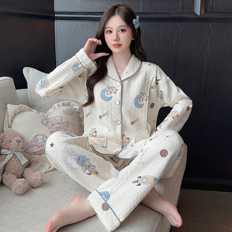 熊猫皇后月子服空气棉秋冬季产后11-12月产妇哺乳孕妇睡衣春秋天