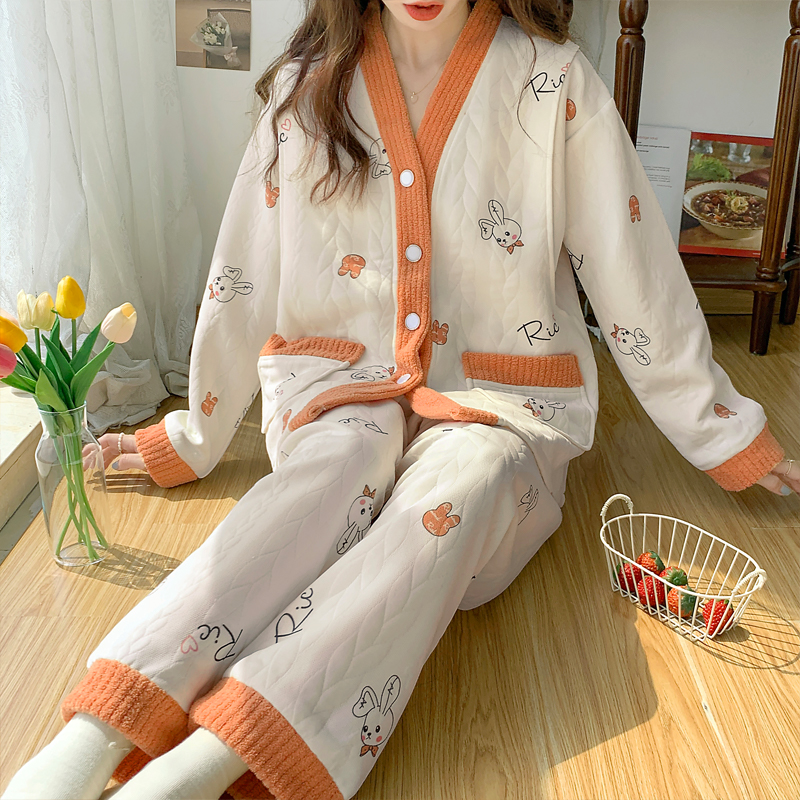 空气棉月子服秋冬季产后加厚产妇哺乳孕妇睡衣春秋款喂奶女家居服