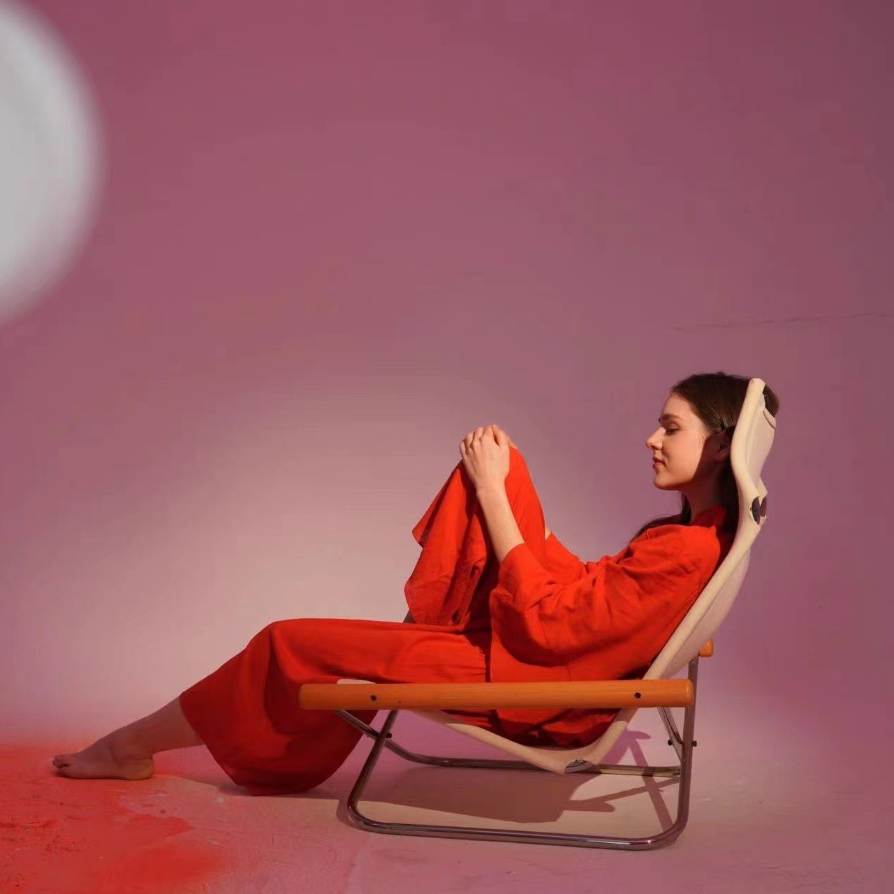 朵朵可可dw231cz05橘红红色九分袖九分裤月牙镂空背可外穿家居服