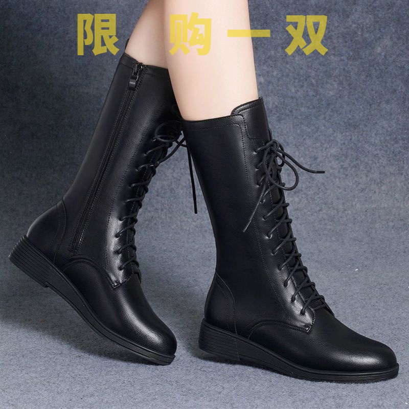 秋冬新款【精品】真软皮短靴2021秋冬新款马丁靴女英伦风中筒靴yy