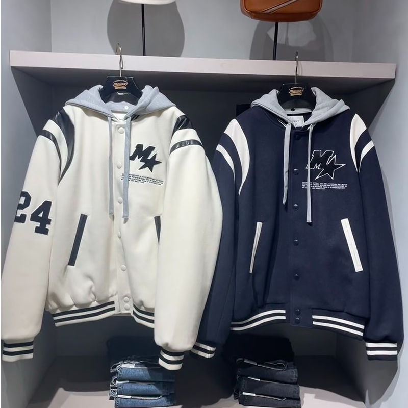 纯原 2024冬季新品美式学院风假两件棒球服外套0251