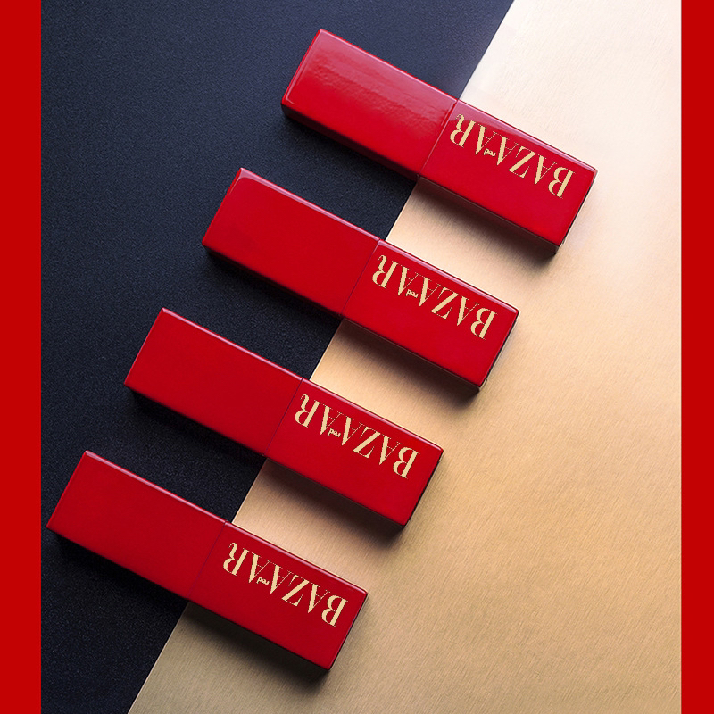 芭莎红气垫套盒单支哑光口红血橙玫红辣椒正红膏体雕花正装现货发