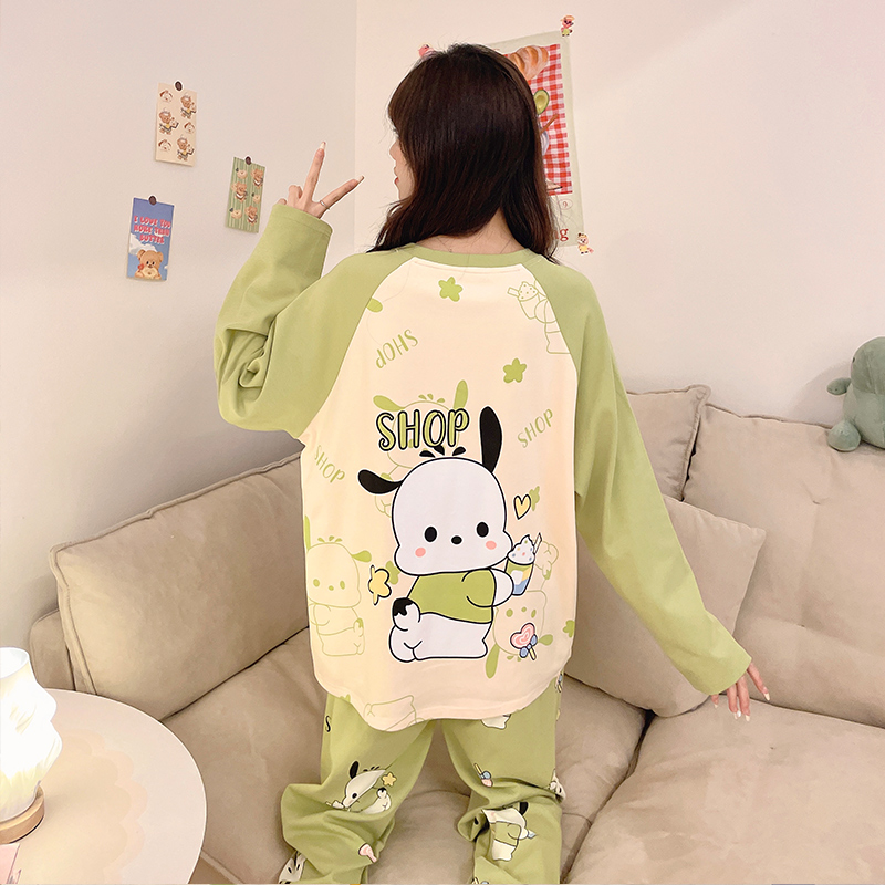 bejirog/北极绒春秋季少女卡通可爱风纯棉圆领长袖睡衣家居服套装