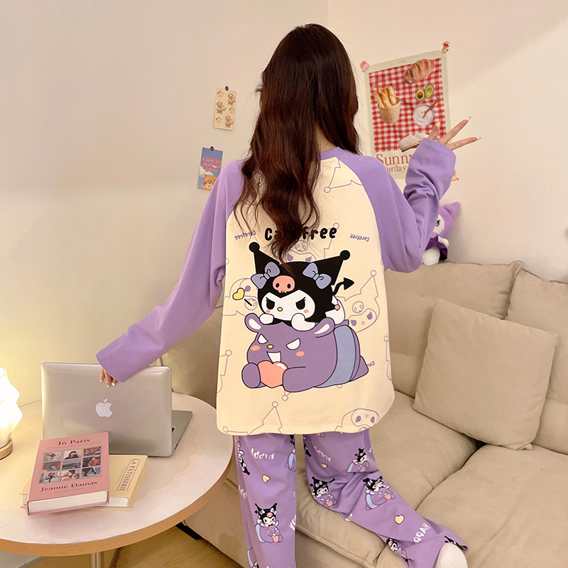 bejirog/北极绒时尚甜美风少女纯棉套头款长袖长裤秋季睡衣两件套