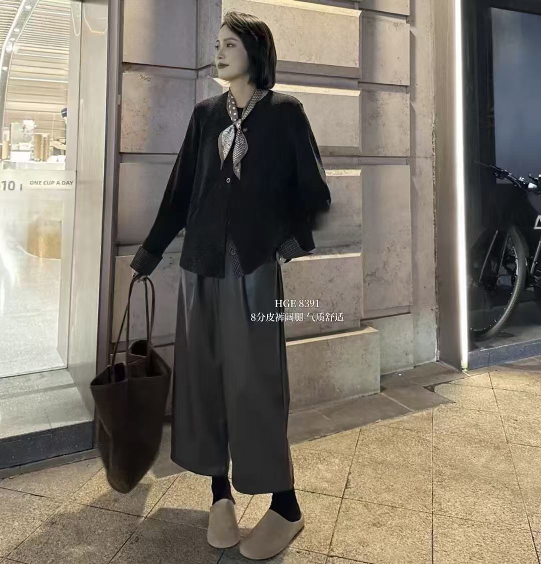 珍姐家八分皮裤阔腿裤8391货号