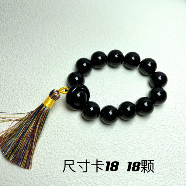 翠莹翡翠 缅甸墨翠A货男女士手串手持两用款百搭钢黑油光亮大卡位