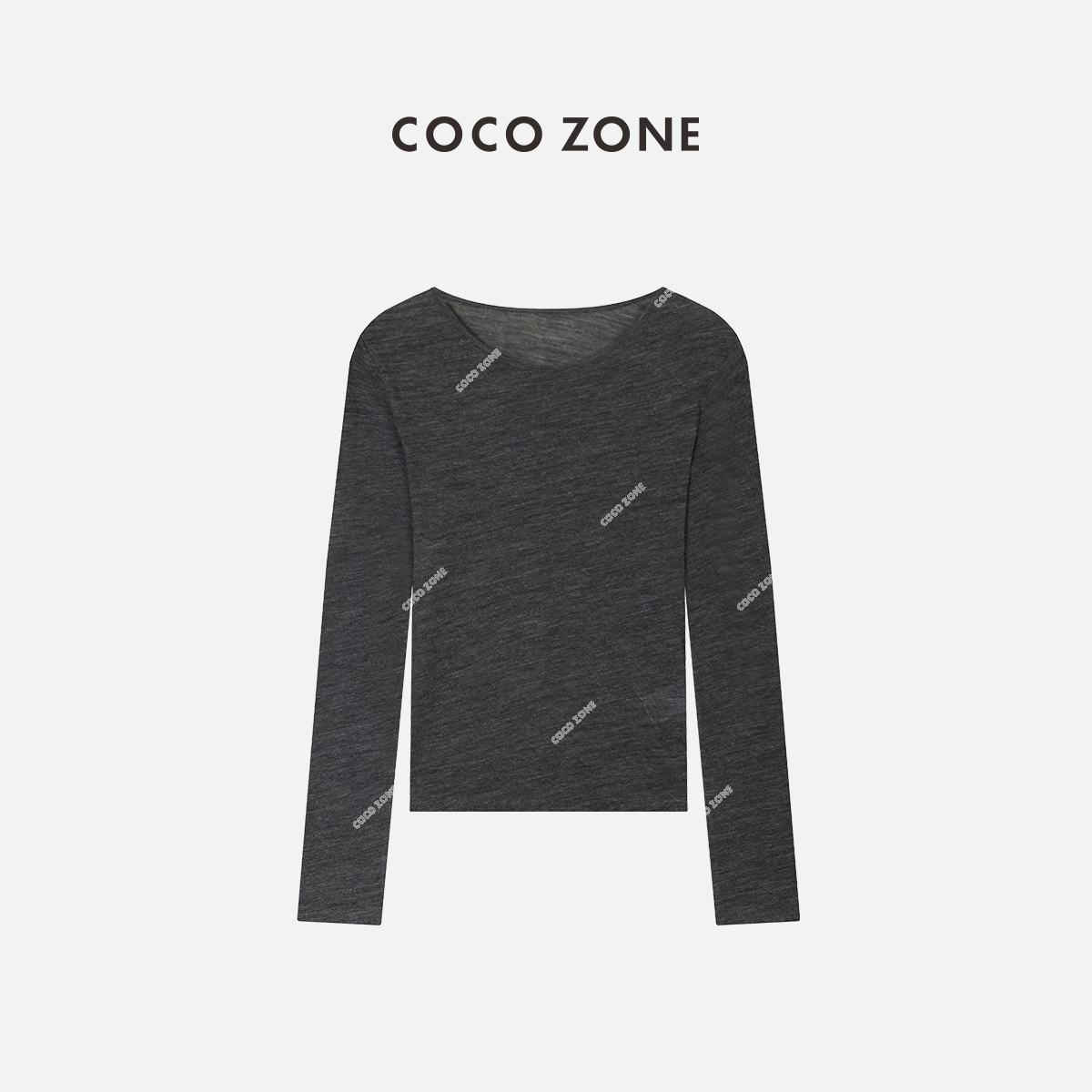 COCO ZONE 刘一一  100%羊毛早秋款圆领t恤长袖打底衫23C19385