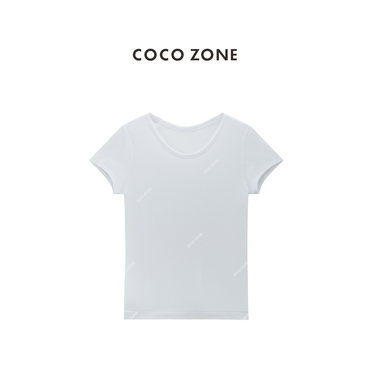 COCO ZONE 刘一一 100棉正肩圆领短袖T恤修身显瘦上衣CC1B1435