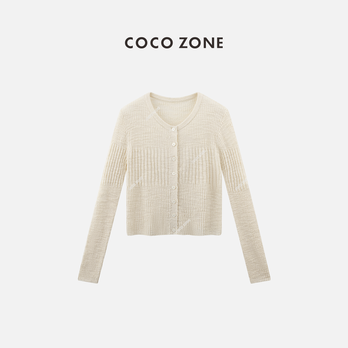 COCO ZONE 刘一一“轻柔”新款女装单排扣针织衫长袖上衣CC1A0437