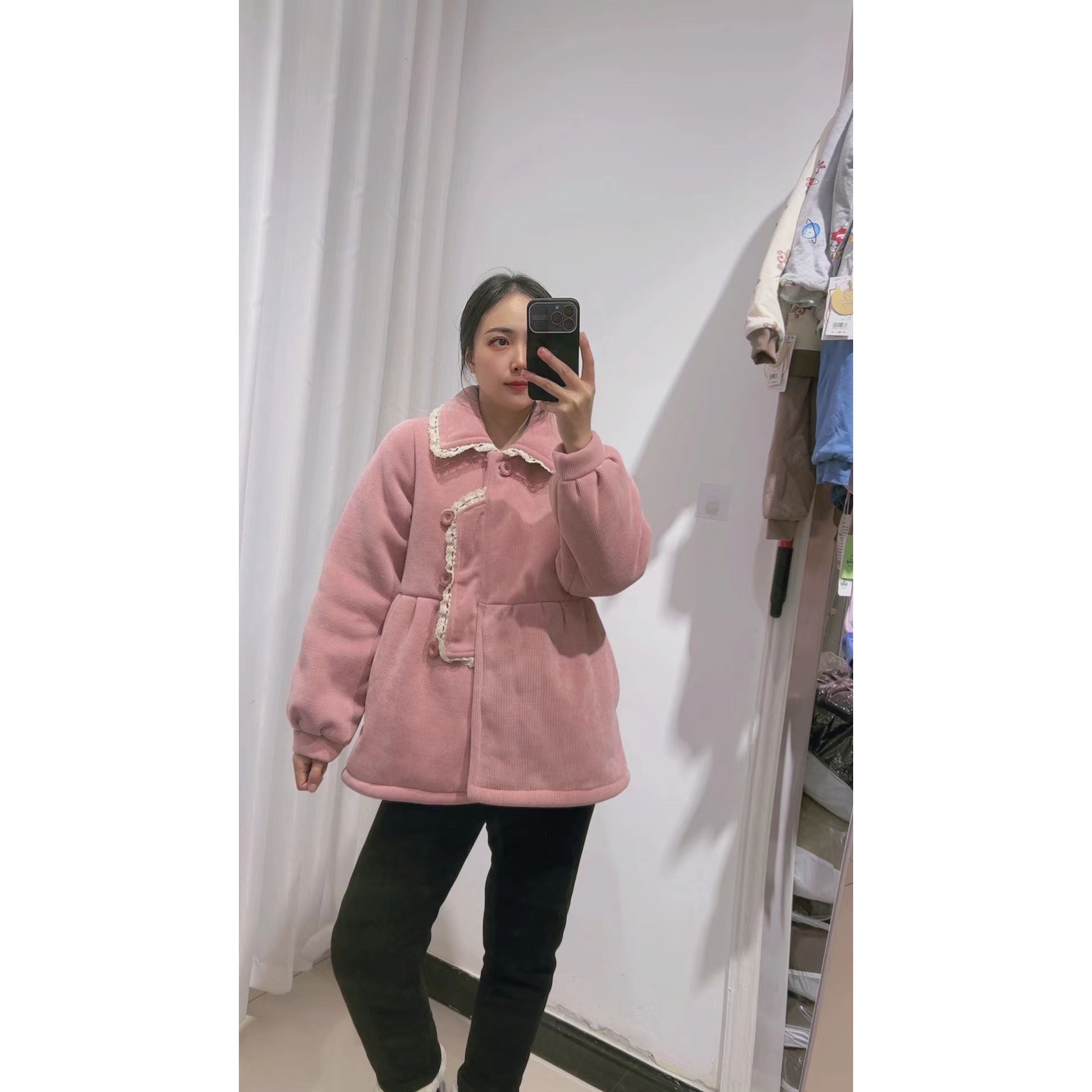 三层女加厚加绒甜美保暖冬季家居服夹棉套装棉袄睡衣可外穿