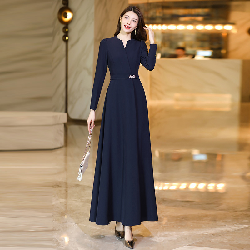 时尚高级感连衣裙裙子2025秋季新款收腰显瘦气质长袖修身长裙1204