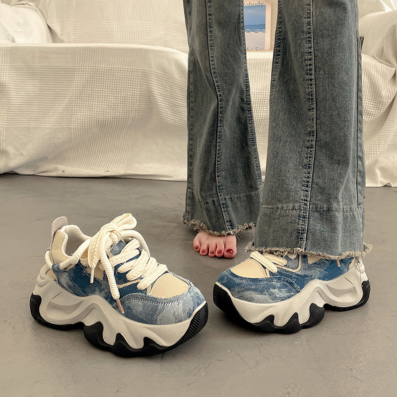 红蜻蜓欧洲站炸街显脚小港风厚底老爹鞋女2023新款秋冬季休闲运动