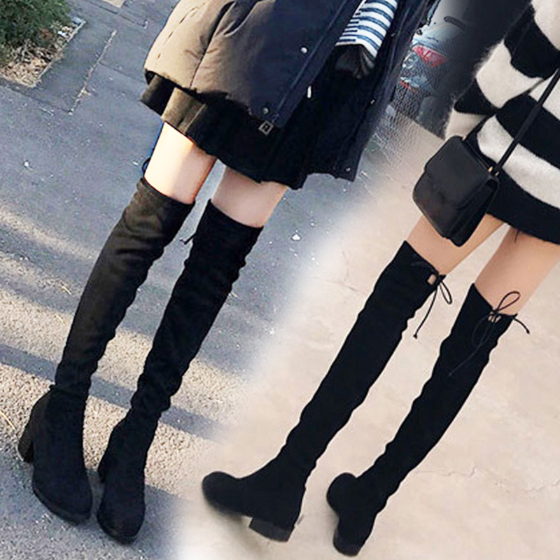 红蜻蜓过膝靴长靴女2023秋冬季新款长筒靴骑士女鞋马丁鞋子弹力高