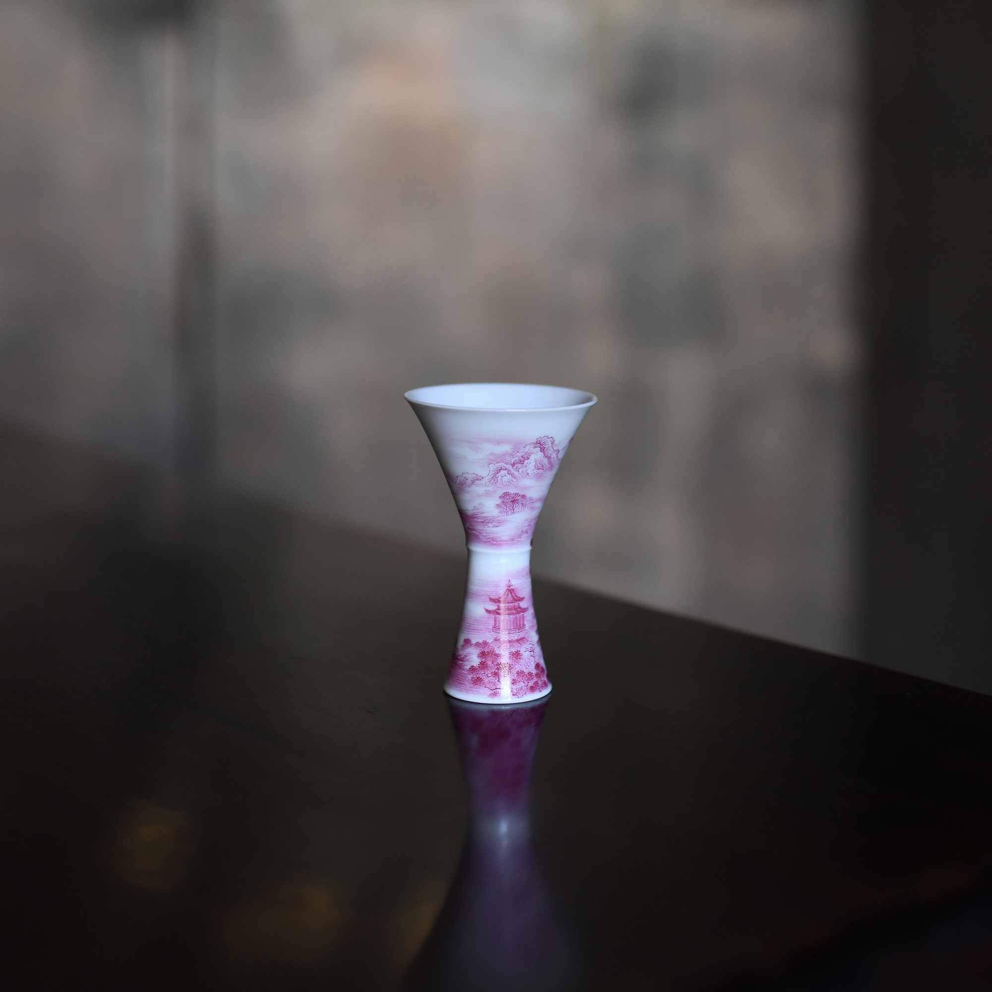 艺林藏珍玛瑙红琼楼胜景高足白酒杯