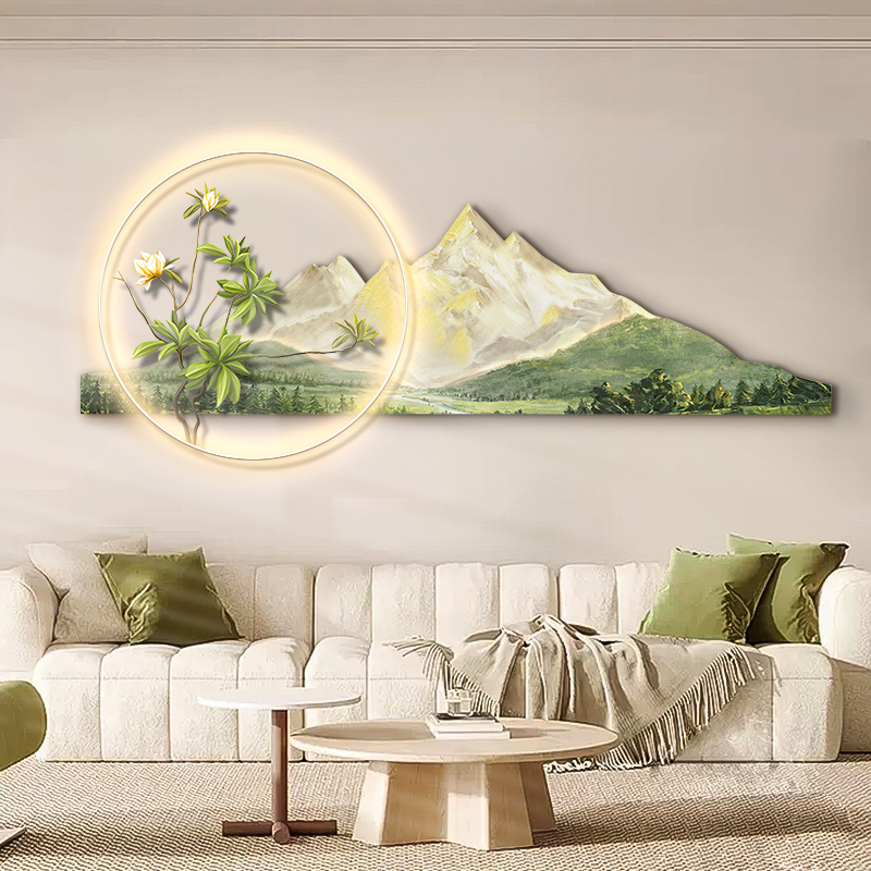 日照金山客厅背景墙挂画沙发背景墙挂画2023新款玄关墙装饰画
