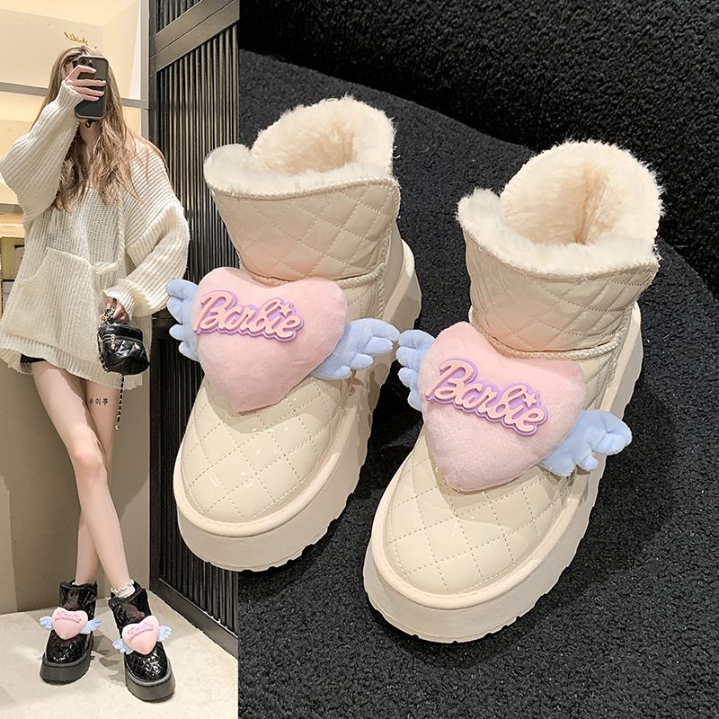 可爱雪地靴女外穿冬季新款加绒超厚防水防滑厚底短靴子