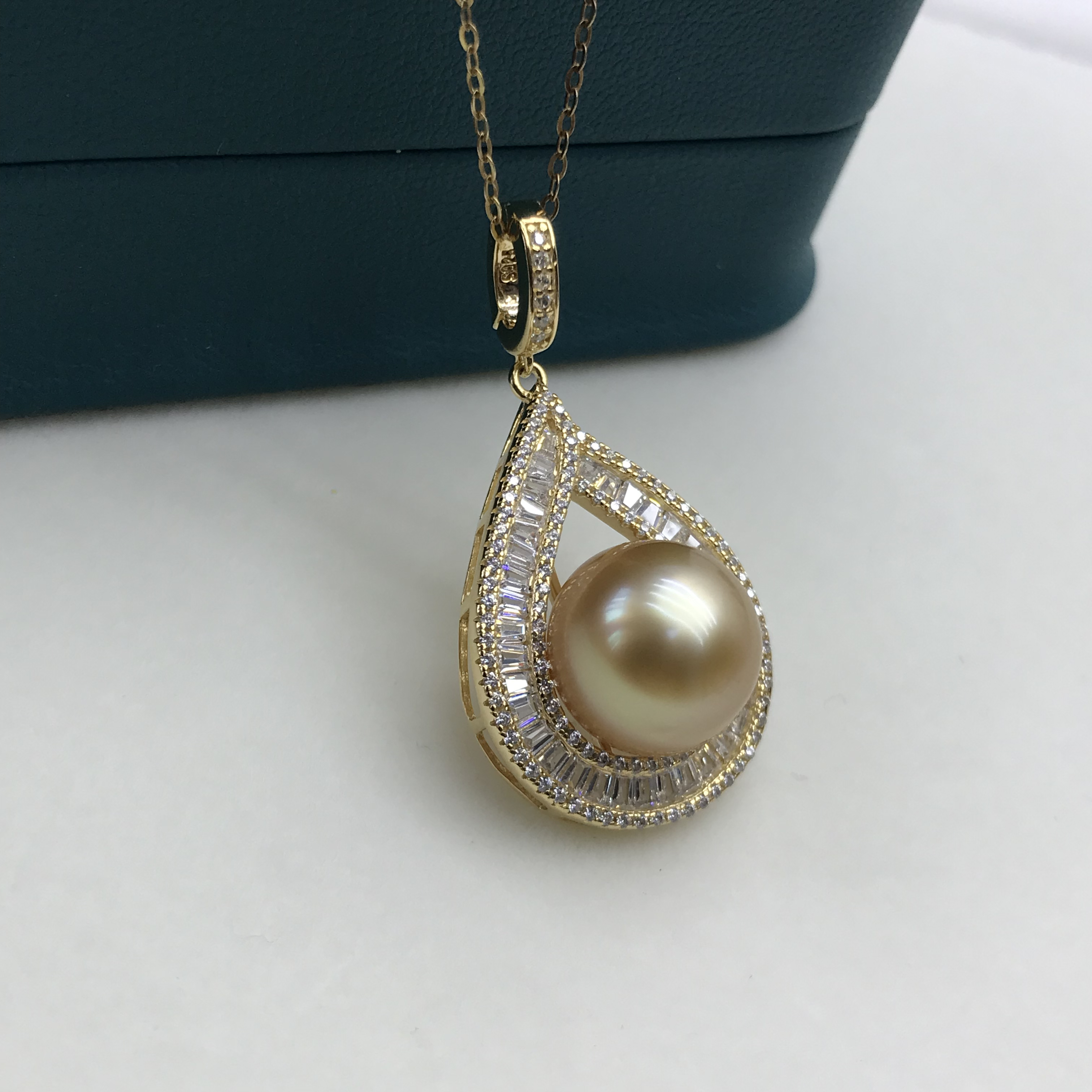 海水南洋金珠水滴可掰扣吊坠s925经典11-12mm（不含链）