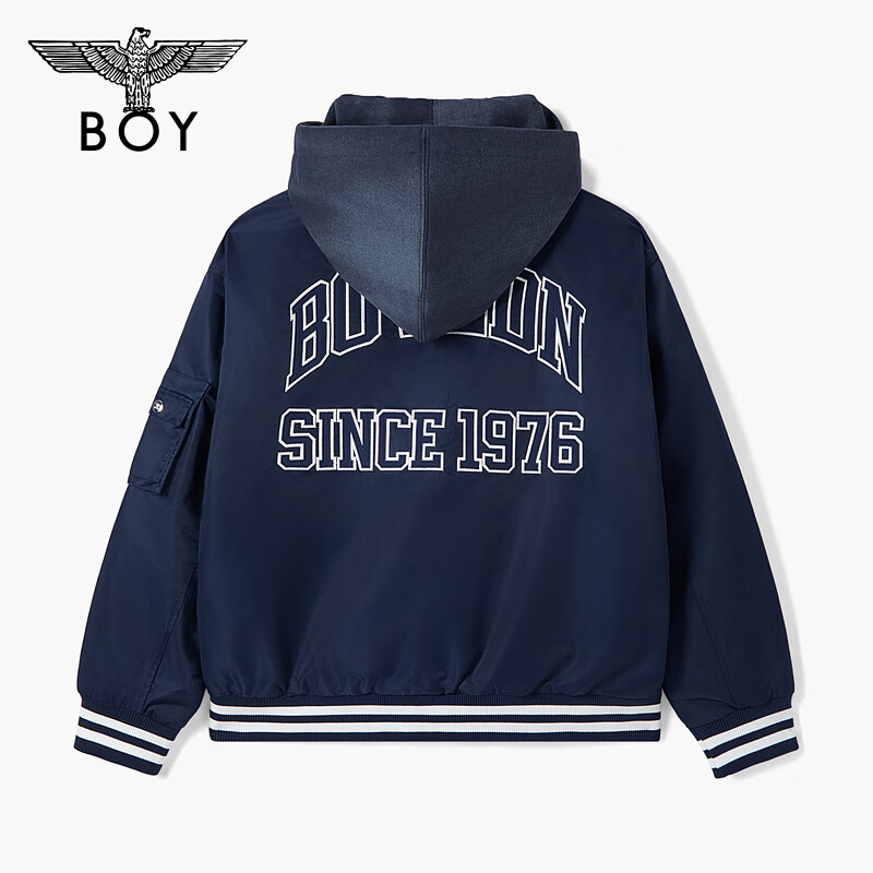 BOY LONDON冬季新品情侣学院风棒球服可拆卸帽时尚短款棉服N29005
