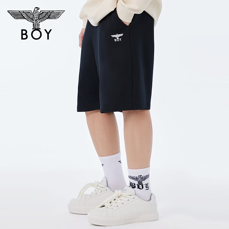 BOY LONDON 抽绳短裤春夏情侣款运动休闲裤经典款黑色百搭 N14002