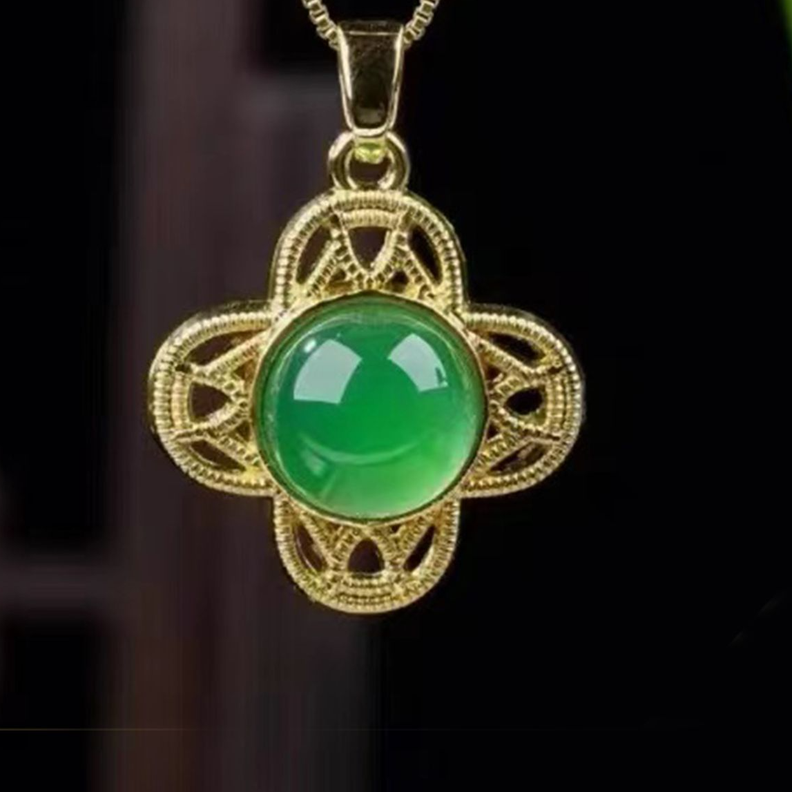 17602极光绿四叶草吊坠