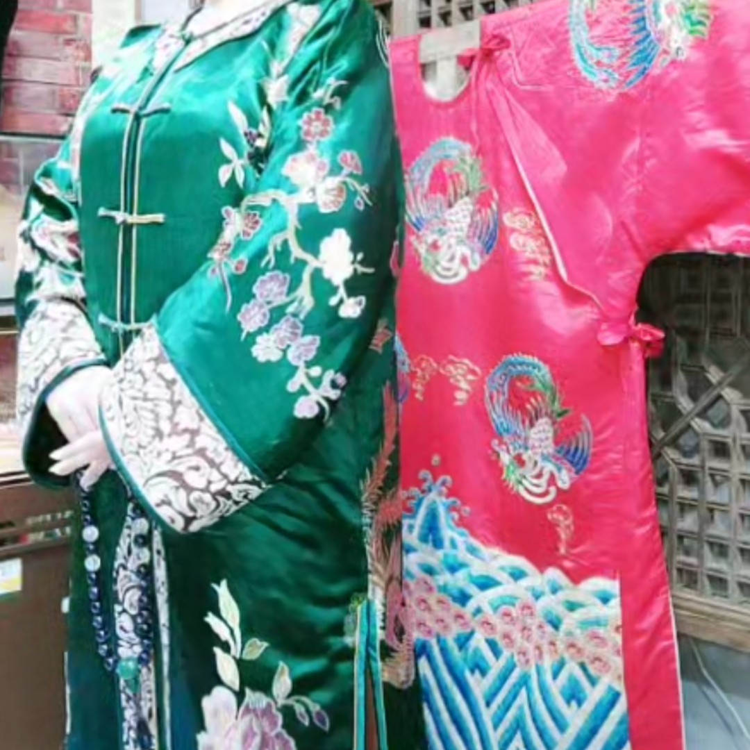 重磅织锦老缎宫廷服饰对襟开袍子