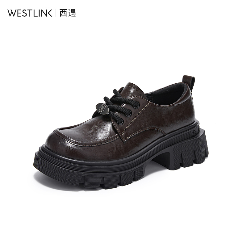 Westlink/西遇厚底乐福鞋女2025新款春季舒适百搭单鞋英伦小皮鞋