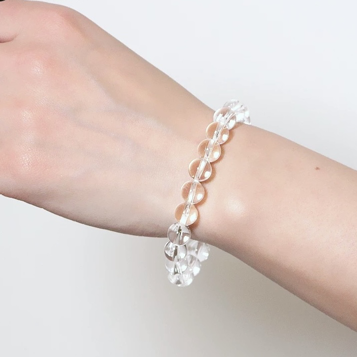 天然白水晶手链男女款单圈珠链