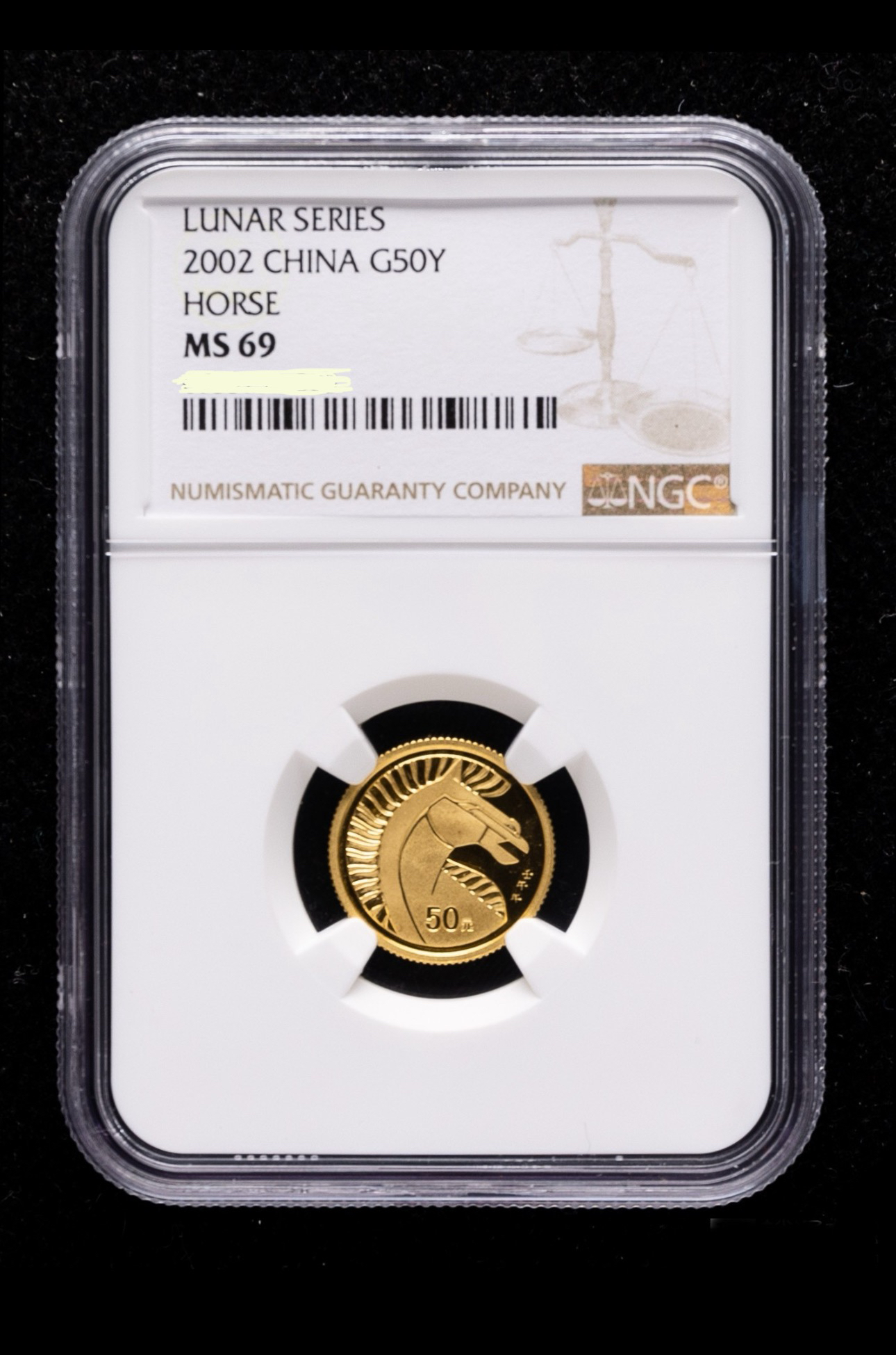 2002年本色生肖马金币 NGC69 有证无盒
