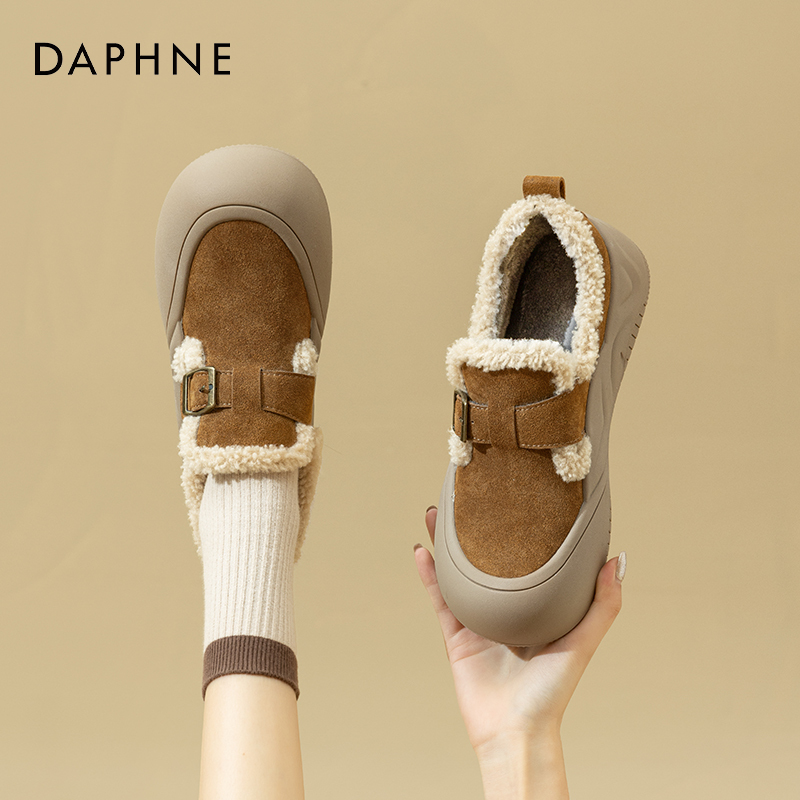 达芙妮厚底勃肯鞋女毛毛鞋2025新款秋冬季女鞋一脚蹬爆款雪地棉鞋