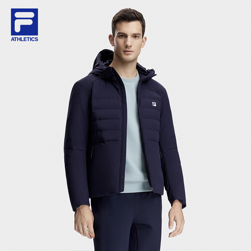 Fila/斐乐男子羽绒秋冬季80鹅绒服保暖轻薄连帽羽绒服A61M541997A