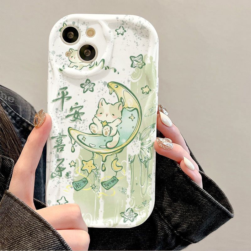 猫猫平安福oppovivo华为适用安卓手机壳iPhone15promax全包奶油纹