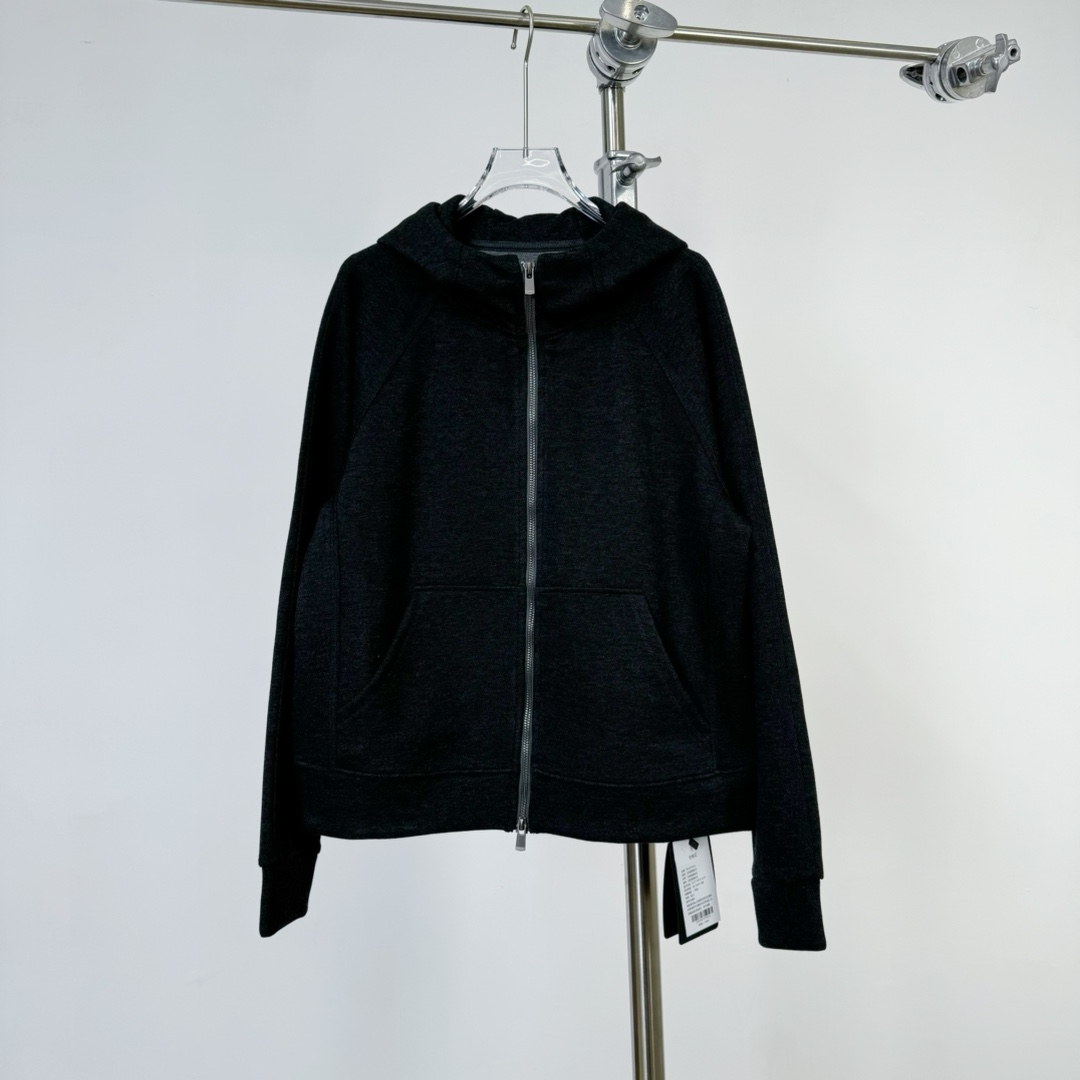 【若若美】X-1899醋酸羊毛瑜伽连帽外套拼接显瘦上衣百搭双头拉链衫