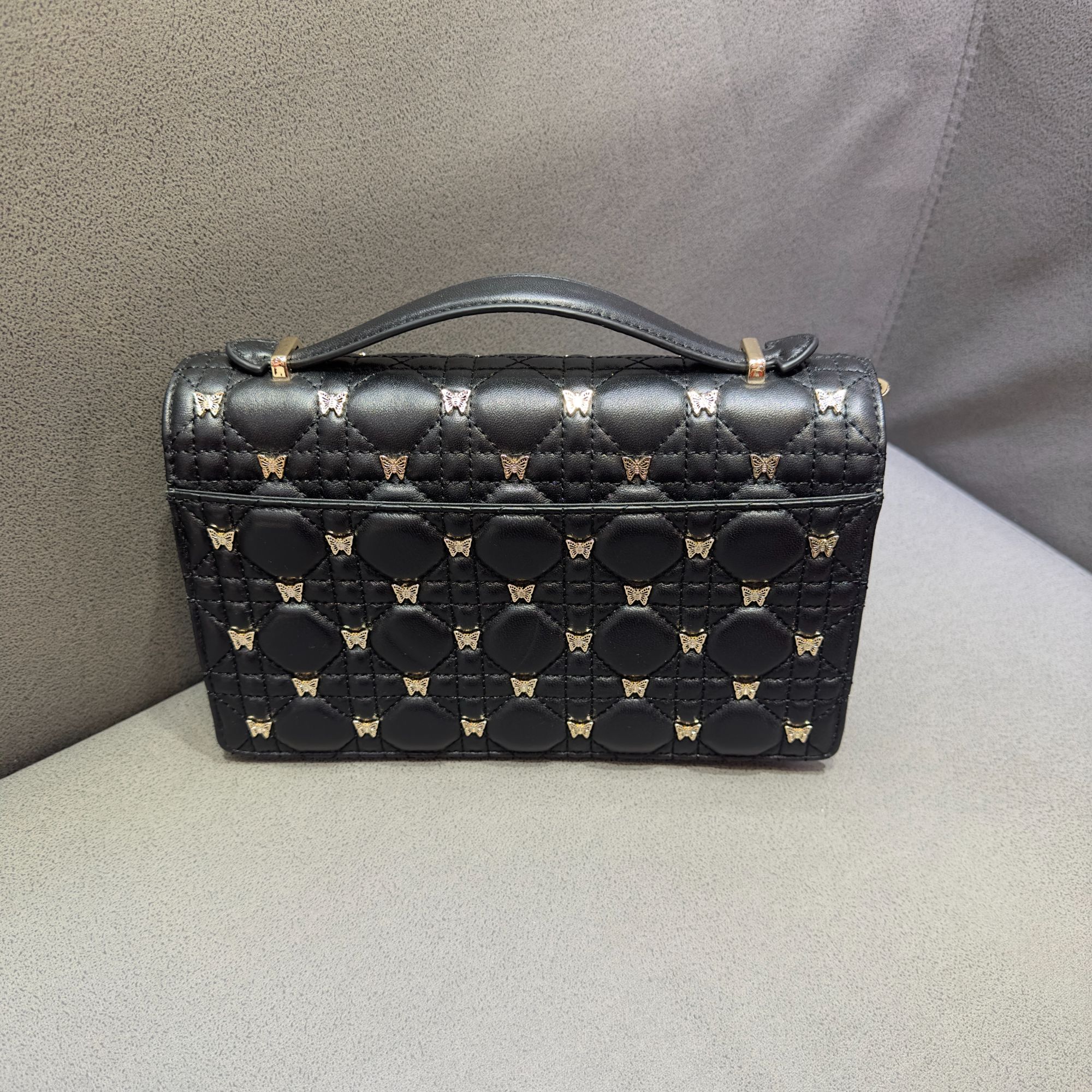 【B068-64418】黑色气质时尚轻奢百搭真皮手提斜跨包