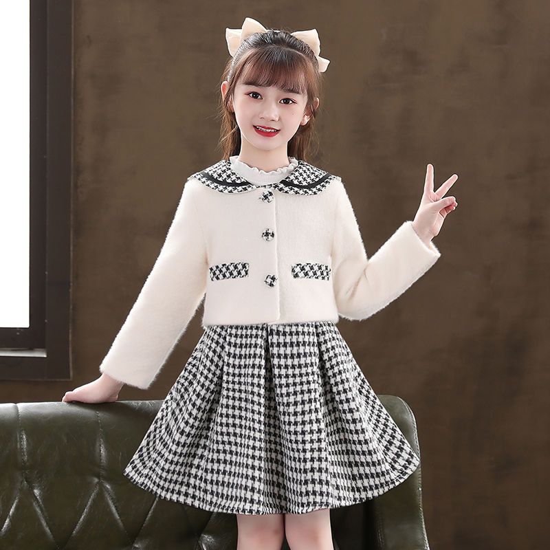 公主裙长袖女童春秋2023新款儿童网红套装中大童小香风连衣裙洋气