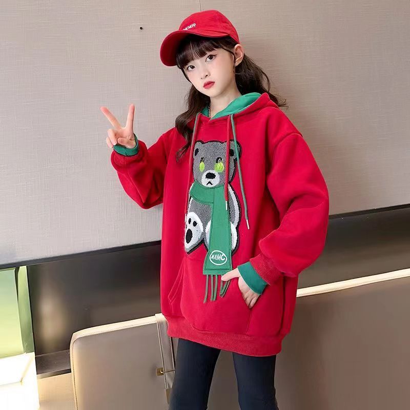 2023新款秋冬季女童卫衣加绒加厚宽松中大儿童女孩女童卫衣1