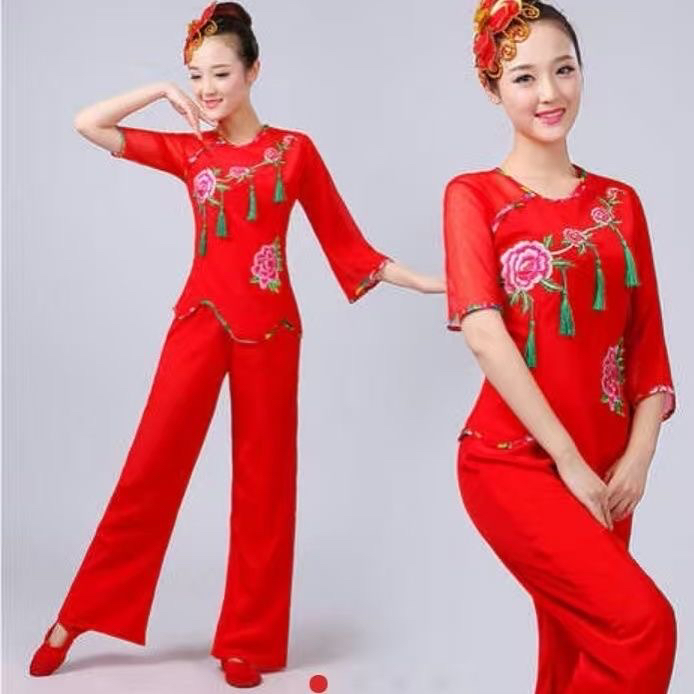 秧歌新款成人广场民族舞蹈套装腰鼓服装舞蹈服装演出服