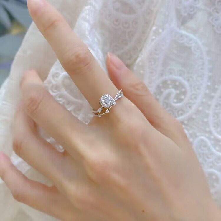 925银莫桑石戒指 〖50分闪耀星河〗银托戒指时尚 简约 合成碳硅石