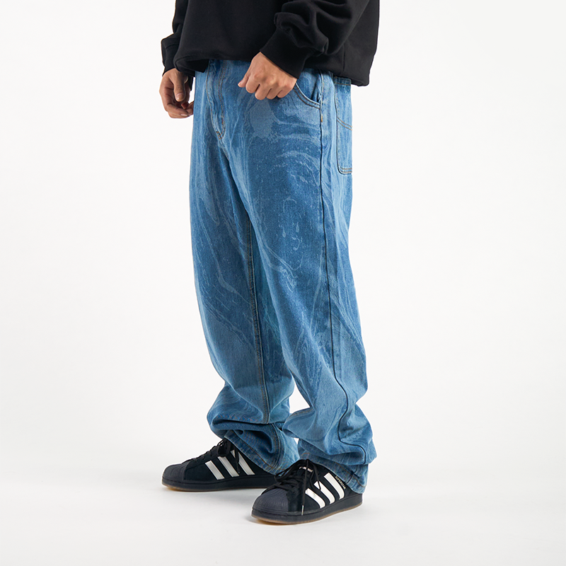  AVENUE&SON大道之子2024秋冬新款牛仔裤 蓝色旋转激光牛仔裤