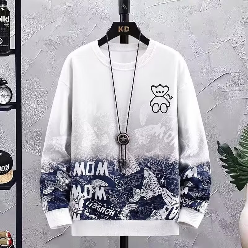 fb森系长袖t恤男士春秋季2023新款宽松圆领潮牌休闲上衣服男装