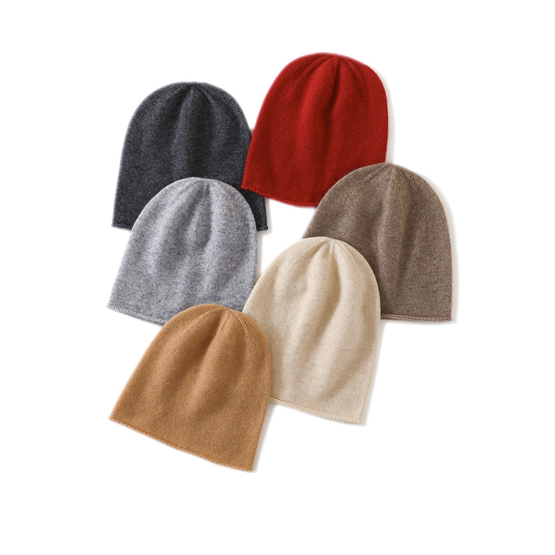 100%纯山羊绒冷帽男女同款保暖护耳百搭针织毛线帽秋冬卷边包头帽