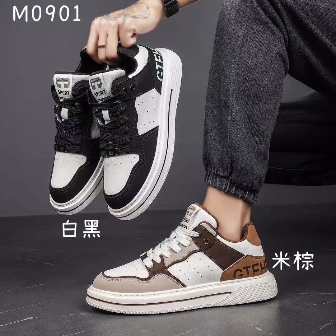2024秋季新款潮流男鞋运动休闲板鞋厚底透气百搭时尚超轻底小白鞋