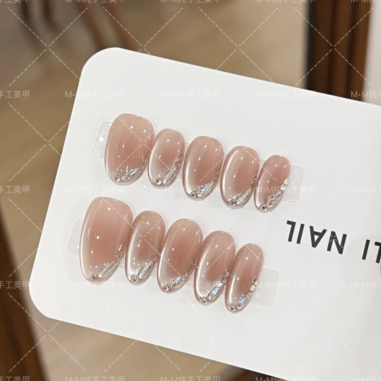 【甘露】手工穿戴甲纯欲裸色腮红蓝色马眼闪钻轻奢显白简约气质050