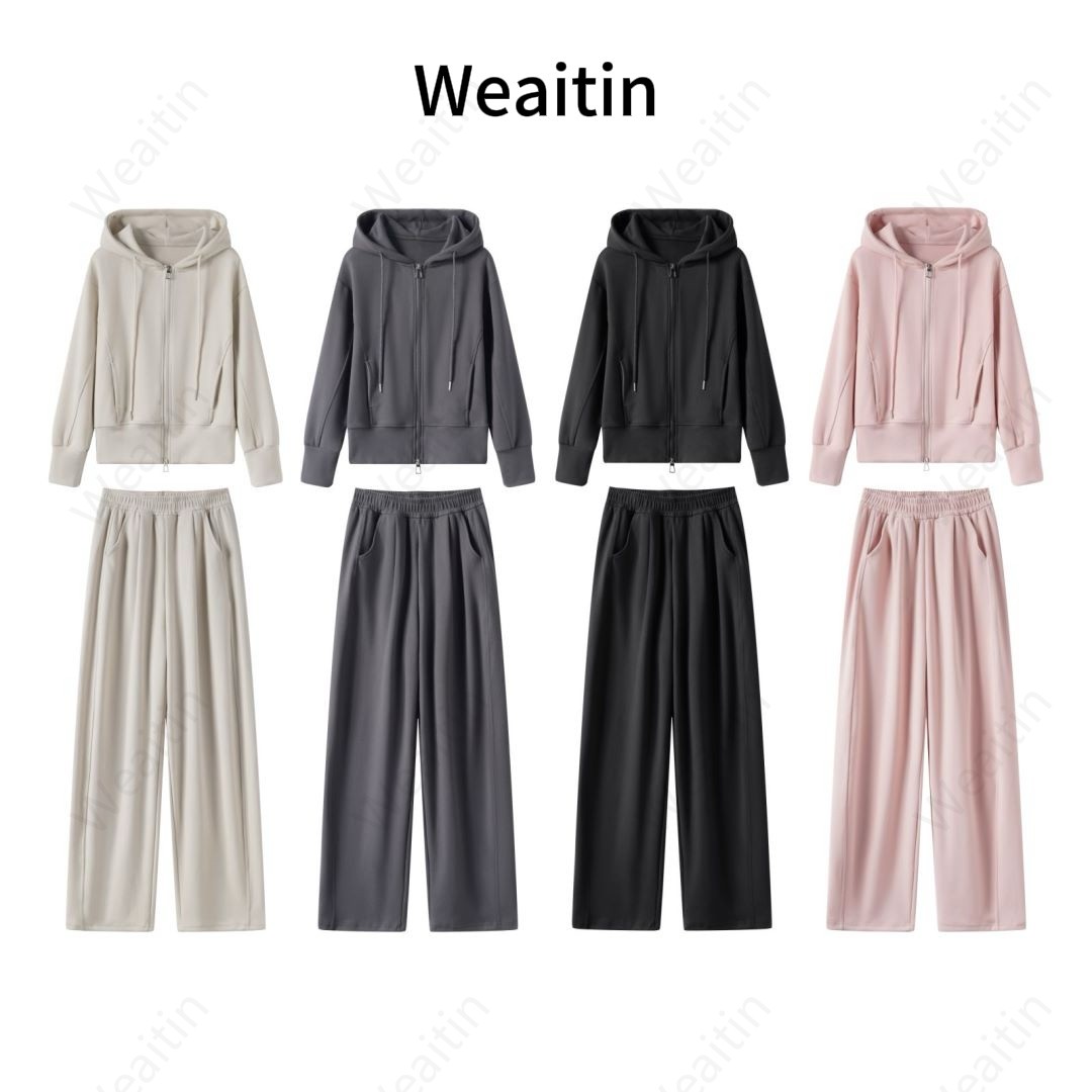 WEIAITING/唯爱町欧式休闲女款纯色气质长袖连帽卫衣套装