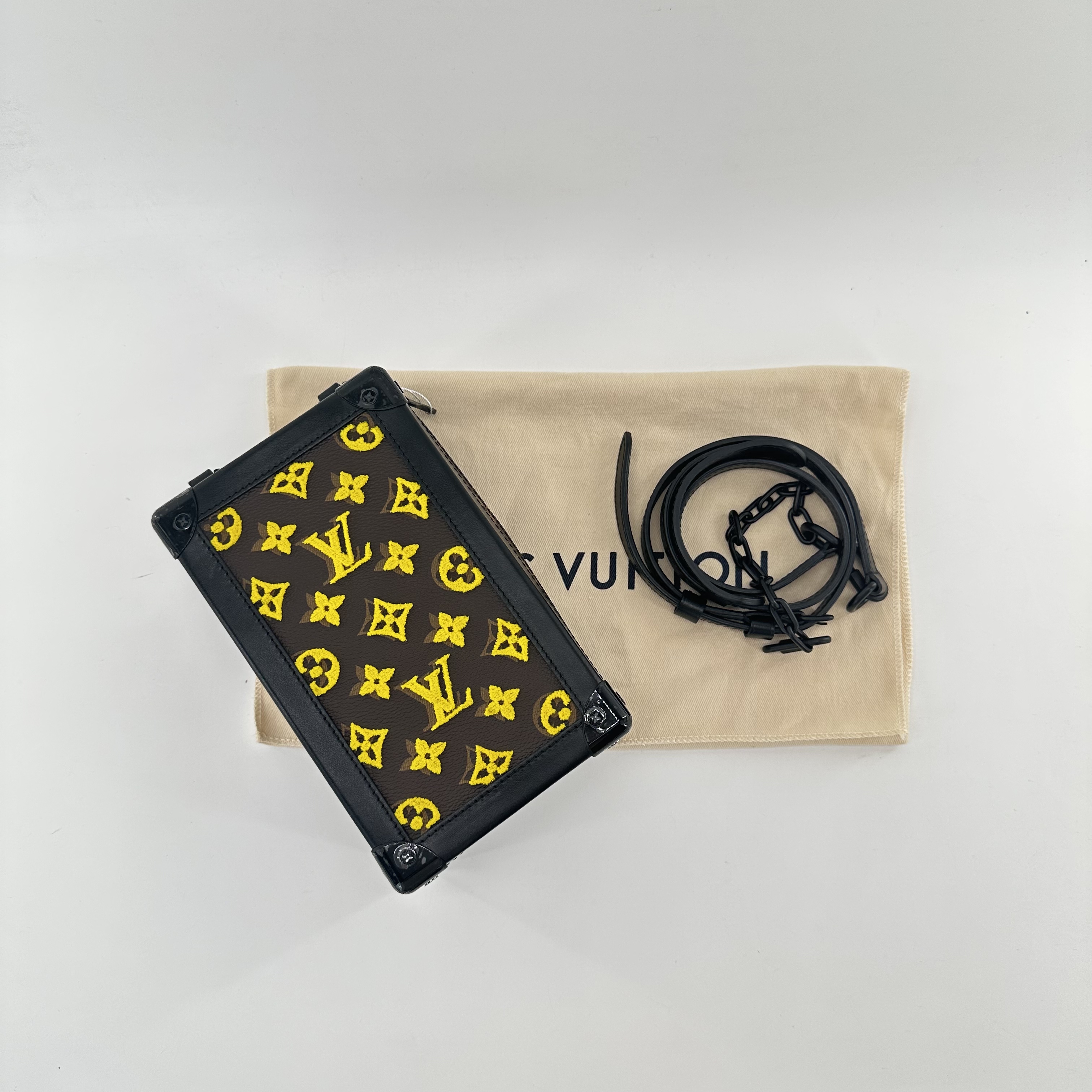 99新 LouisVuitton/路易威登 Soft Trunk植绒盒子包柠檬黄ZH10139