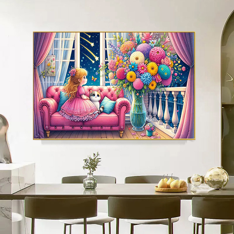 甜心Kes新款遥望星空小女孩十字绣大格四股100*60厘米54种颜色