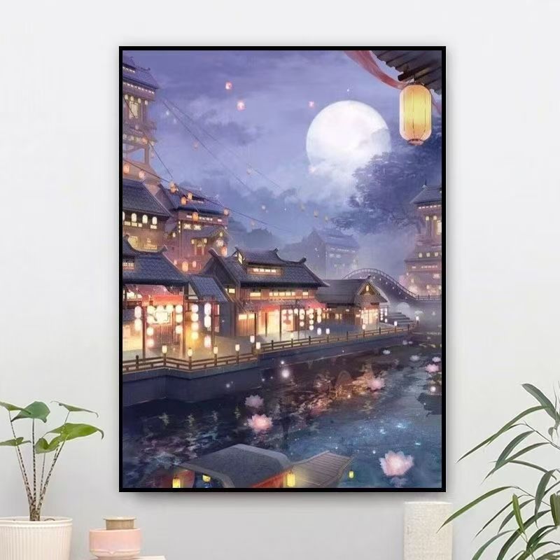 甜心Kes2025新款烟雨江南十字绣白布大格四股线65*85CM满绣38色